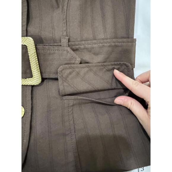 {SOLD} Vintage Bisou Bisou Y2K Brown Halter Button Up Belted Vest- Size Small - Picture 6 of 9